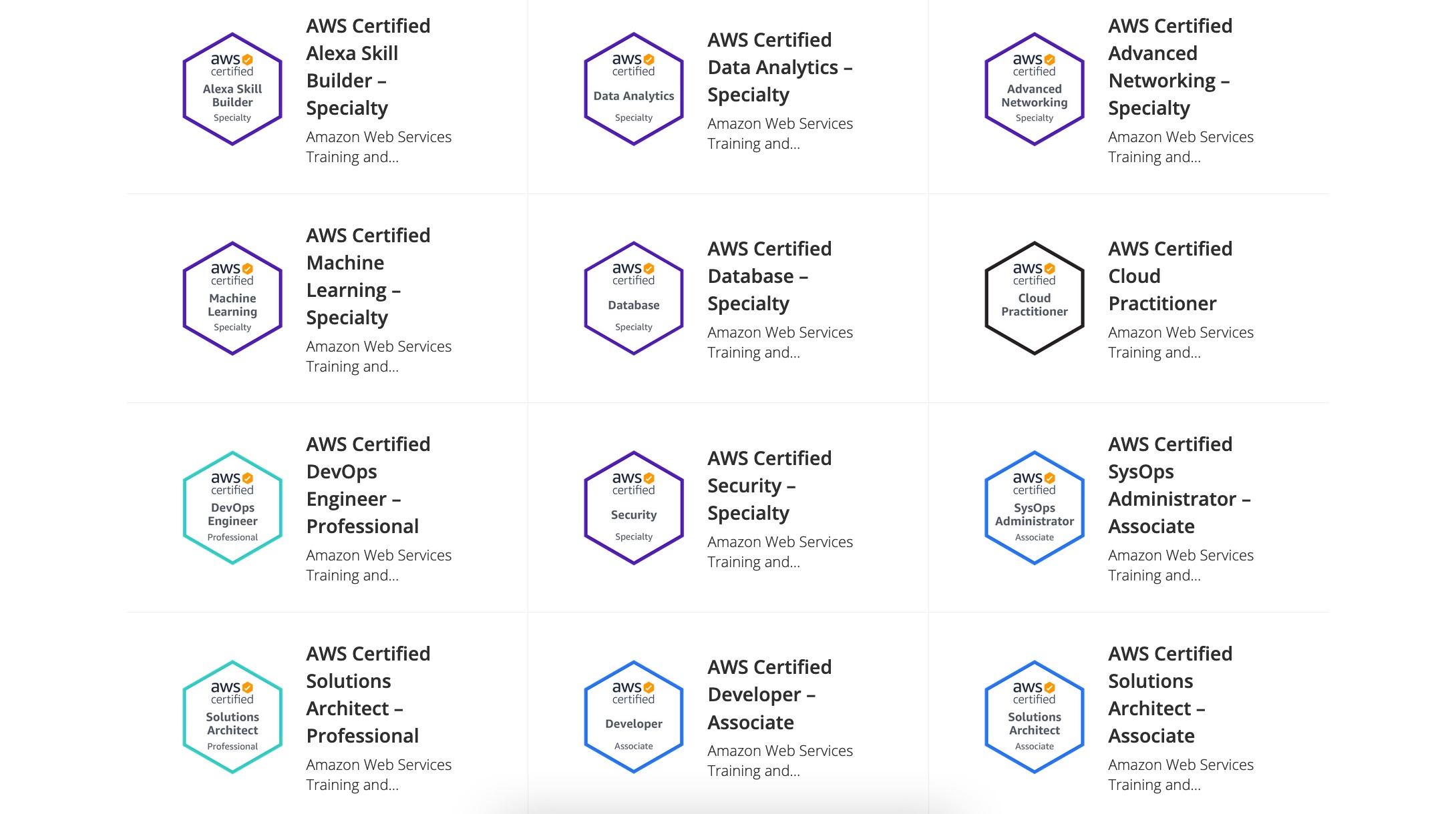 12x AWS Certified Badges